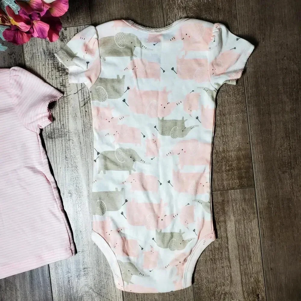 Child of Mine by Carter's Pink Little Sister Elephant Tops Bundle Size 18m NWOT
